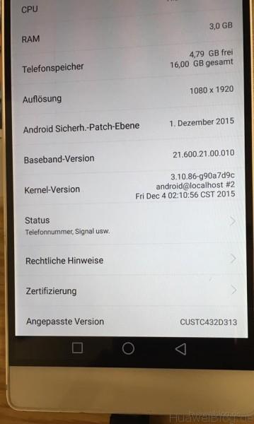 Huawei P8 B313 - Firmware Update - Kernel Version