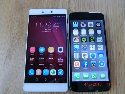 iPhone6 vs. Huawei P8 - Frontansicht - Display