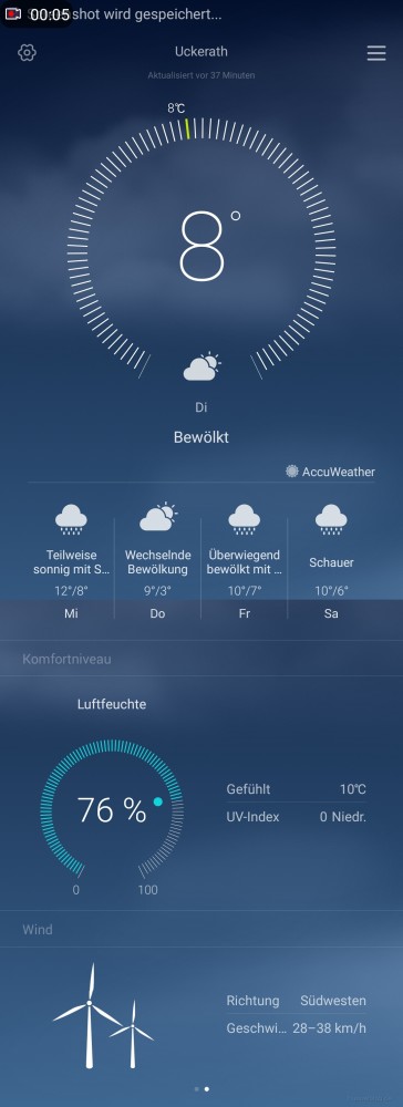 Huawei Mate 8 Wetter Scrollshot