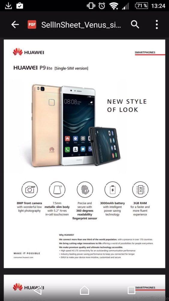 Huawei P9 Lite - Technische Daten