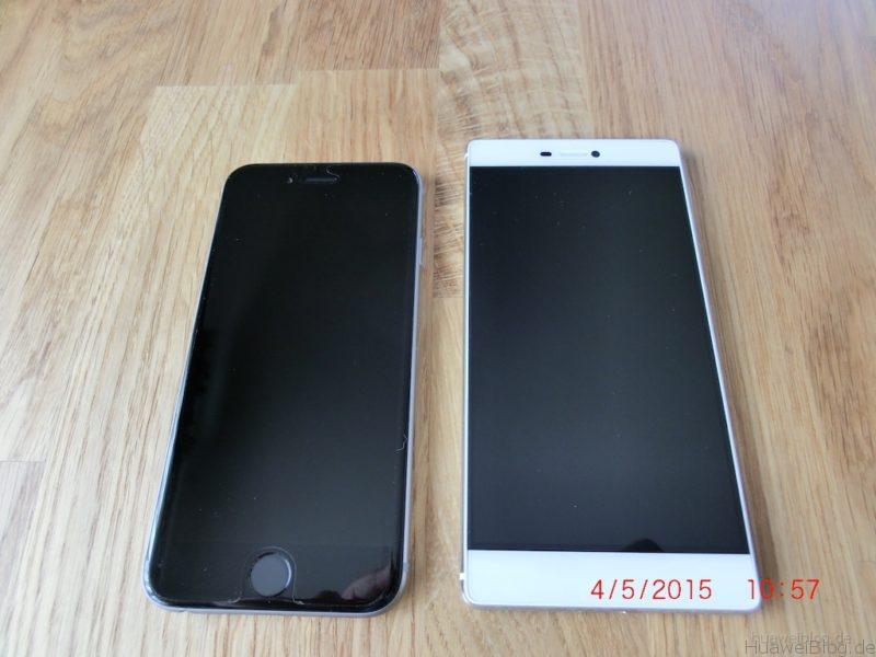 iPhone6 vs. Huawei P8 - Größenvergleich - vorne