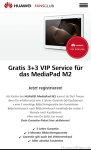 3+3 VIP Service - Huawei MediaPad M2