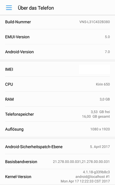 Huawei P9 Lite B380 Update