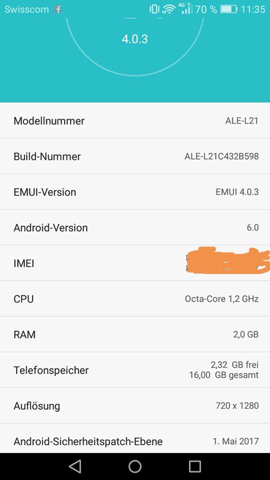 Huawei P8lite Firmware Update ALE-L21C432B598