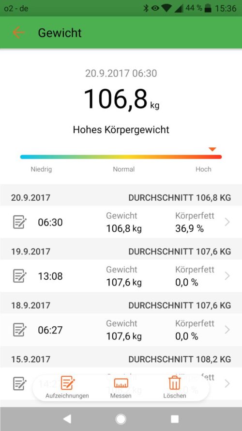 Huawei Health App Gewicht