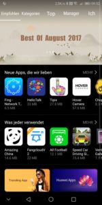 Huawei AppStore Startseite