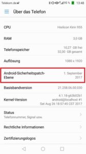 Huawei P9 Update B391 Google Sicherheitspatch