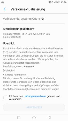 Huawei Mate 9 Oreo / Android 8 / EMUI 8 - Update - Offiziell - HiCare