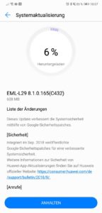 Huawei P20 Firmware Update 165 Changelog