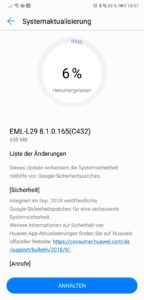 Huawei P20 Firmware Update 165 Changelog