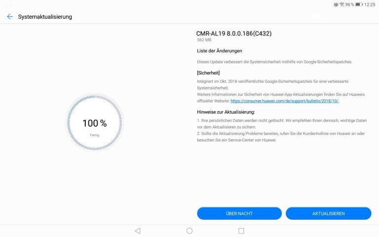 MediaPad M5 - Update 186 - Oktoberpatch fürs Pro 5