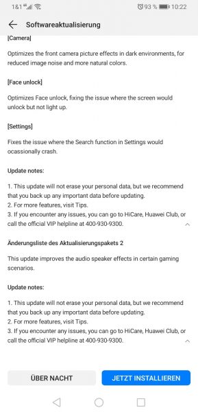 Mate 20 X (China) – 9.1.0.123 – weiteres großes Update 3