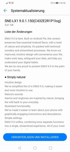 Mate 20 Lite Android 9