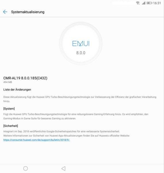 MediaPad M5 - Update 186 - Oktoberpatch fürs Pro 3