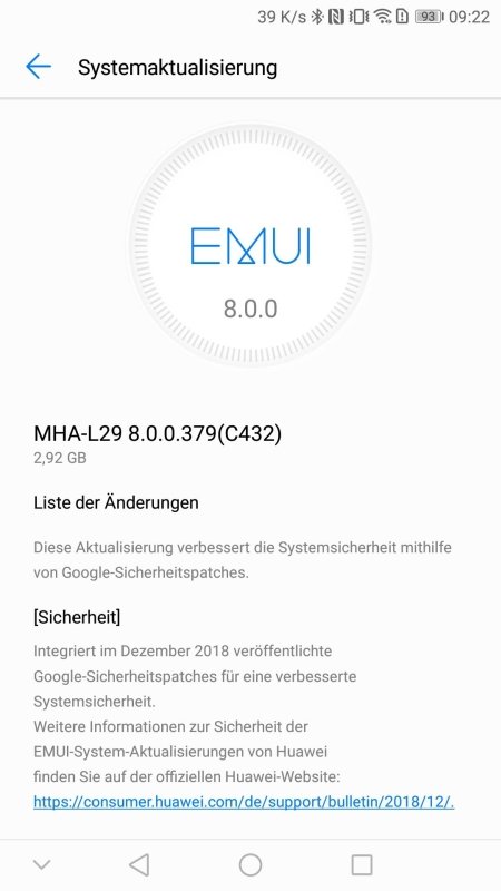 Mate 9 Update aktualisiert Sicherheitspatches 2 Huawei Mate 9 Update 379 Changelog