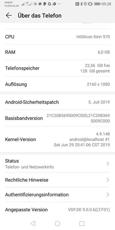 HUAWEI Mate 10 Pro EMUI 9.1 