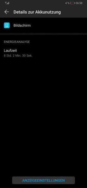 Mate 20 pro Akkunutzung/DisplayOn Time
