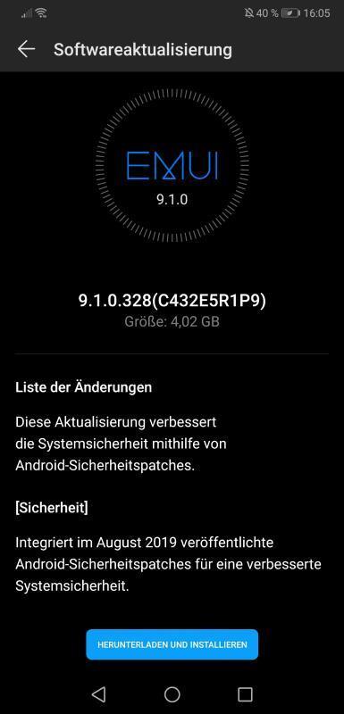 HUAWEI P20 Pro August Patch