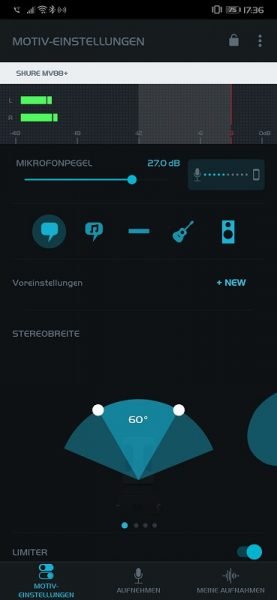 Shure MV88+ Video Kit Motiv Audio App