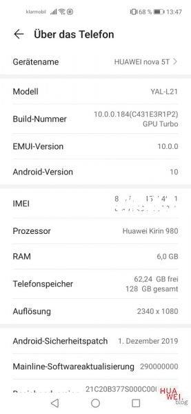Huawei nova 5T Firmware Update