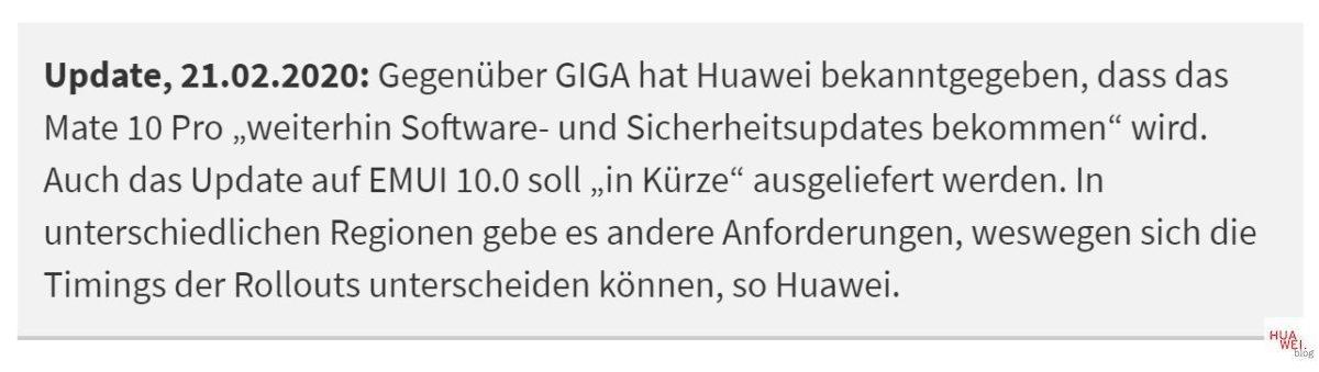 Huawei Mate 10 Pro Updates