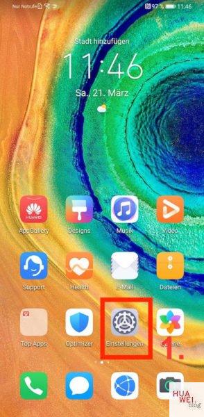 HUAWEI Mate 30 Pro Screenshot Tutorial 2 HUAWEI Mate 30 Pro Screenshot erstellen Tutorial Anleitung - Einstellungen öffnen - Schritt 1