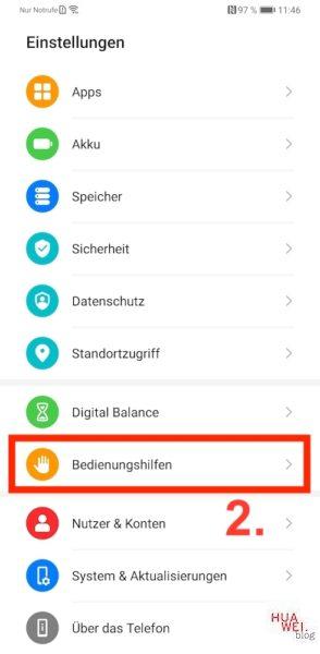 HUAWEI Mate 30 Pro Screenshot erstellen Tutorial Anleitung - Bedienungshilfen - Schritt 2