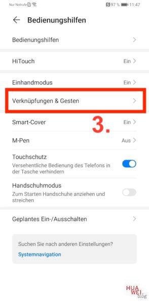 HUAWEI Mate 30 Pro Screenshot erstellen Tutorial Anleitung - Verknüpfungen & Gesten - Schritt 3