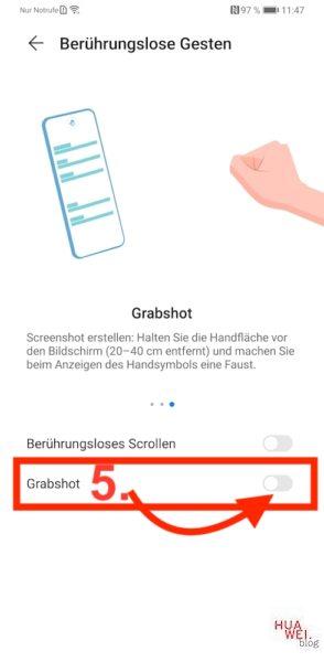 HUAWEI Mate 30 Pro Screenshot erstellen Tutorial Anleitung - Grabshot aktivieren - Schritt 5