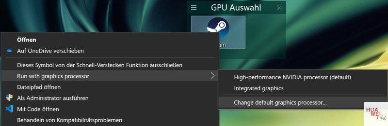 Huawei Matebook X Pro 2020 Test GPU Auswahl