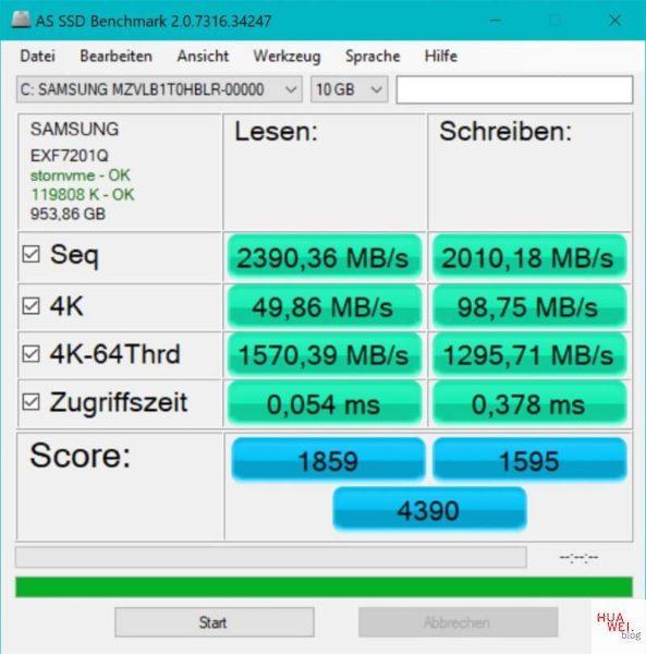 Huawei Matebook X Pro 2020 Test SSD Benchmark