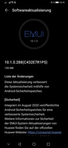 HUAWEI Mate 20 (Pro) Firmware mit neuem Sicherheitspatch 2 HUAWEI Mate 20 (Pro) Firmware mit neuem Sicherheitspatch 1