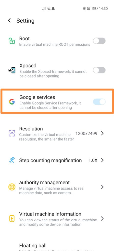 VMOS Settings Google