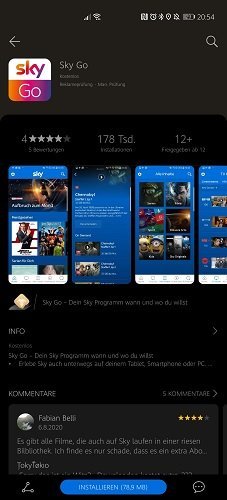 HUAWEI AppGallery bekommt Zuwachs - neue Entertainment Apps und mehr! 2 HUAWEI AppGallery Sky Go