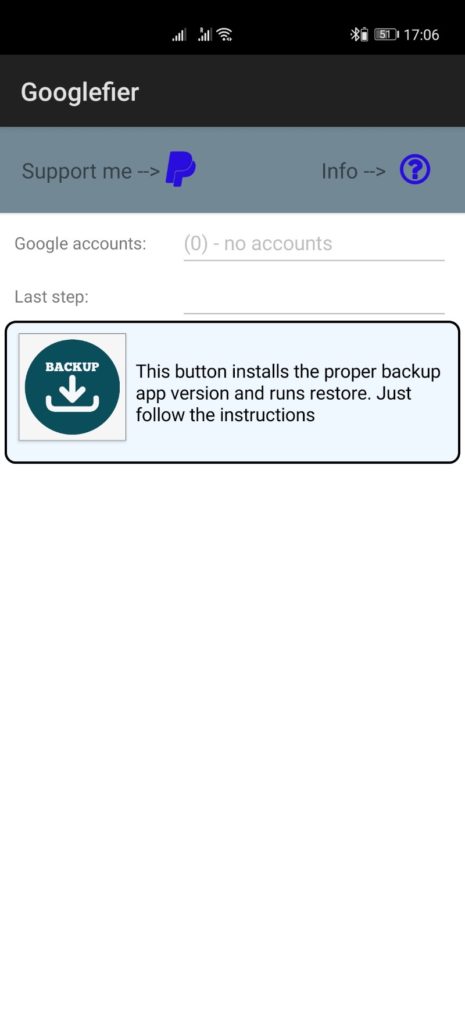 Googlefier - Anleitung - HowTo - GMS auf HUAWEI installieren 4 Backup App wiederherstellen Googlefier