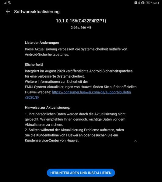 HUAWEI Mate Xs Firmwareupdate - Übersicht 40 Huawei Mate Xs Firmwareupdate Sicherheitspatch August 2020