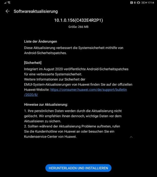 Huawei Mate Xs Firmwareupdate Sicherheitspatch August 2020