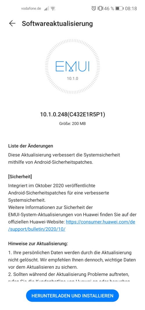 P40 Lite und MediaPad M6 - Oktoberpatch 2020 ist da 3 Oktoberpatch 2020