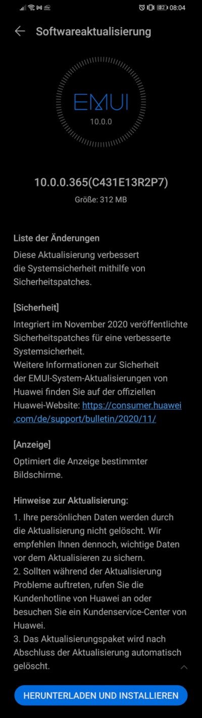 P30 Lite - Novemberpatch 2020 wird verteilt 2 Novemberpatch 2020