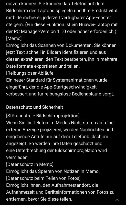 HUAWEI Mate Xs Firmwareupdate - Übersicht 34 HUAWEI Mate Xs EMUI 11 Firmware Update Changelog