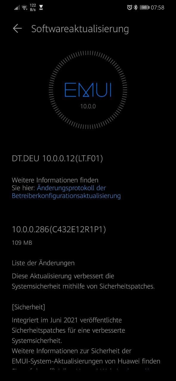 Mate 20 Lite - Sicherheitspatch Juni 2021 wird verteilt 2 Sicherheitspatch Juni 2021
