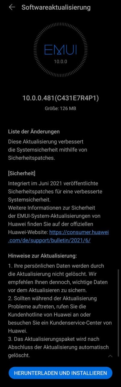 P30 Lite NE erhält Sicherheitspatch Juni 2021 2 Sicherheitspatch Juni 2021
