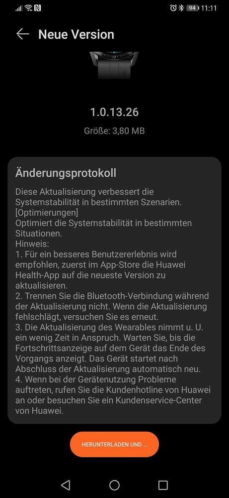 Firmwareupdate für die HUAWEI Watch GT 2 2 HUAWEI Watch GT 2 Update