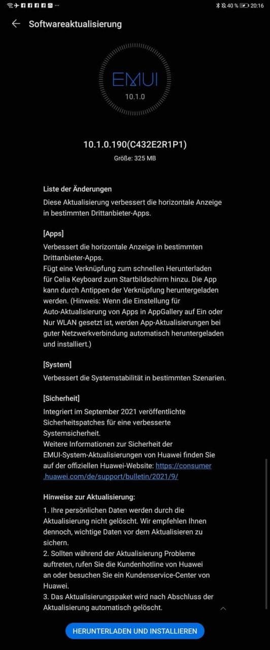 MatePad T10s erhält Sicherheitspatch September 2021 und mehr 2 Sicherheitspatch September 2021