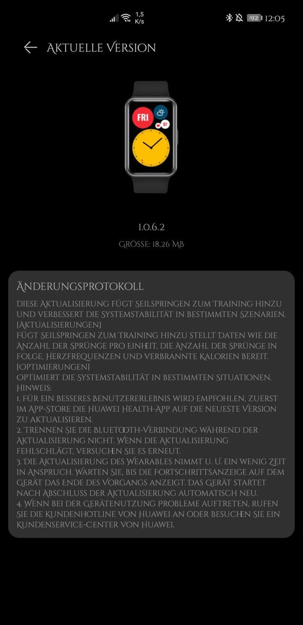 Watch Fit erneut mit Optimierungen versorgt 9 Watch Fit Update