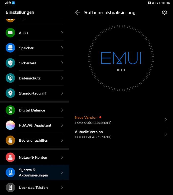 HUAWEI Mate Xs Firmwareupdate - Übersicht 16 HUAWEI Mate Xs Firmwareupdate 11.0.0.190