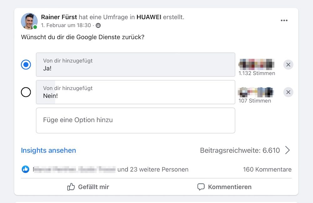 Wünscht du dir die Google Dienste zurück? 4 HUAWEI Community Umfrage - Wünscht du dir die Google Dienste zurück - Ergebnis