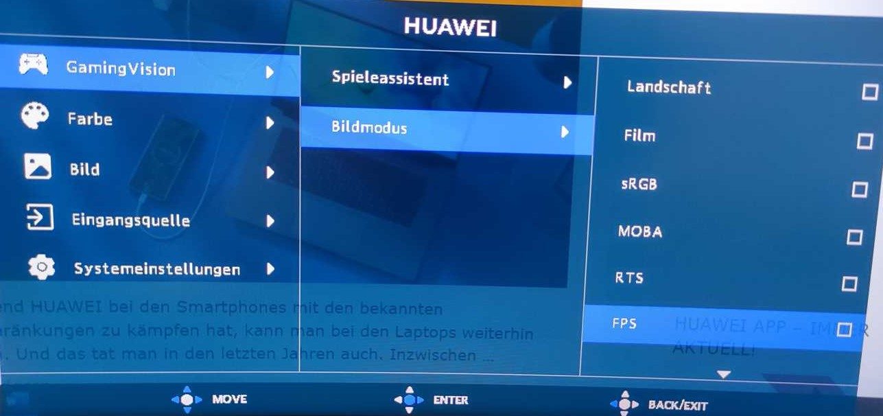 Einstellmöglichkeiten beim MateView GT 27 (Gaming)