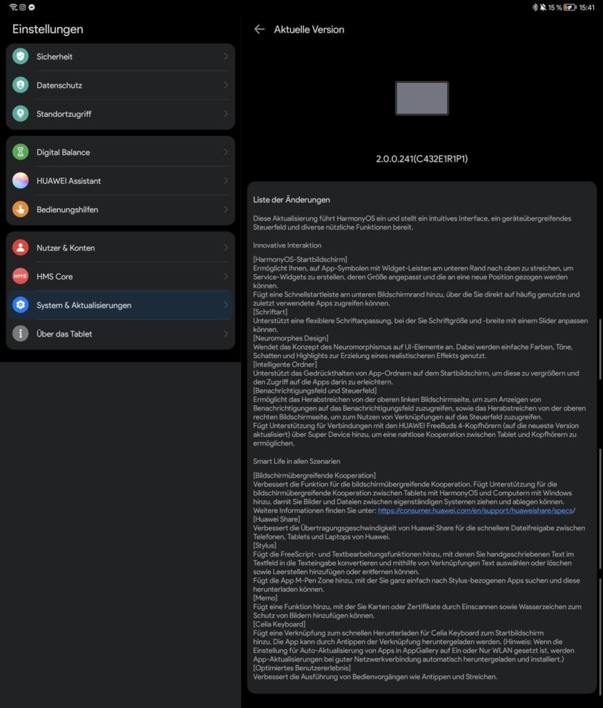 HUAWEI MatePad 10.4 Firmwareupdate – HarmonyOS 2.0 für das Original 2