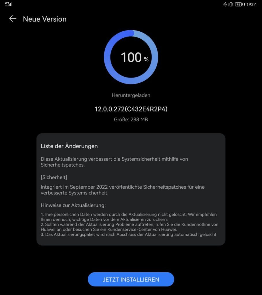HUAWEI Mate Xs Firmwareupdate - Übersicht 4 HUAWEI Mate Xs Firmwareupdate - Übersicht 2